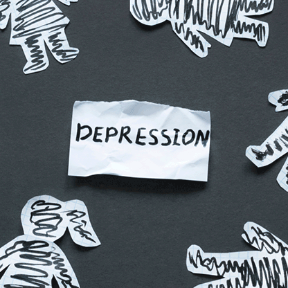 Depression written on paper piece