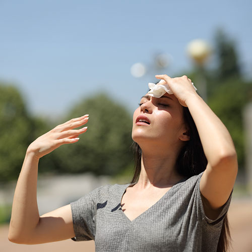 Lady tired under sunlight